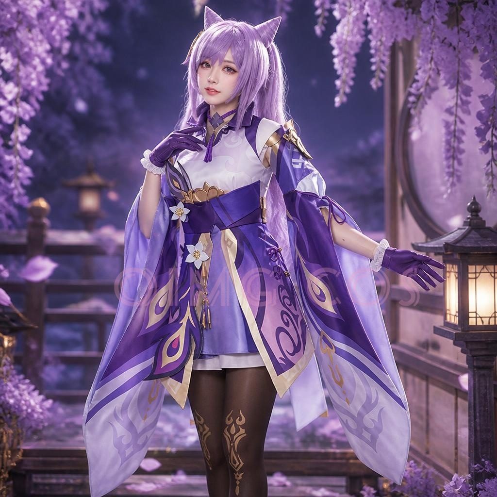 Anime Cosplay Jumpsuit - Genshin Impact Keqing Cosplay Kostuum Uniform